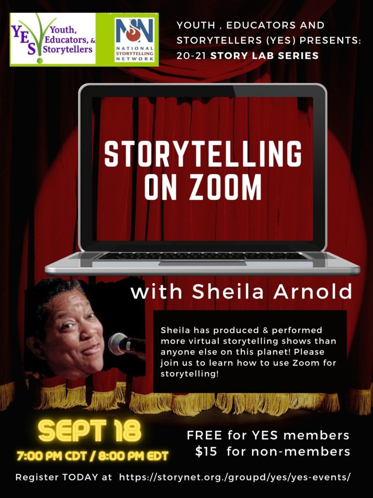 Flyer for Story Lab with Sheila Arnold Sept 18 2020